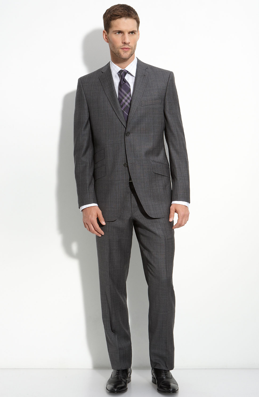 Ted Baker Charcoal Plaid Wool Suit in Gray for Men (charcoal) | Lyst
