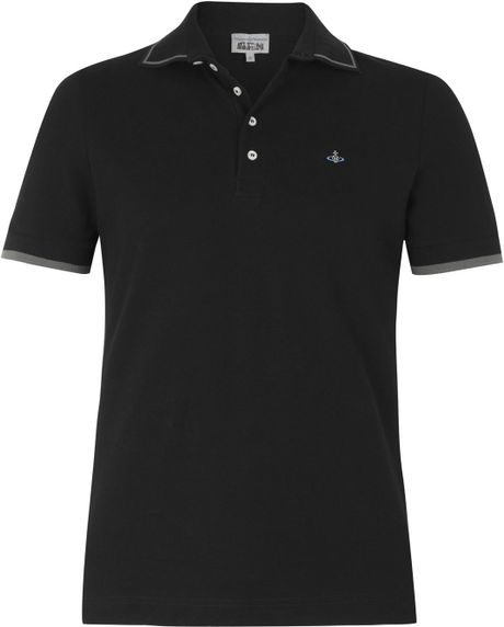 Vivienne Westwood Black High Collar Short Sleeve Polo Shirt in Black ...