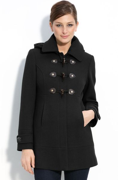 Calvin Klein Wool Blend Duffle Coat in Black | Lyst
