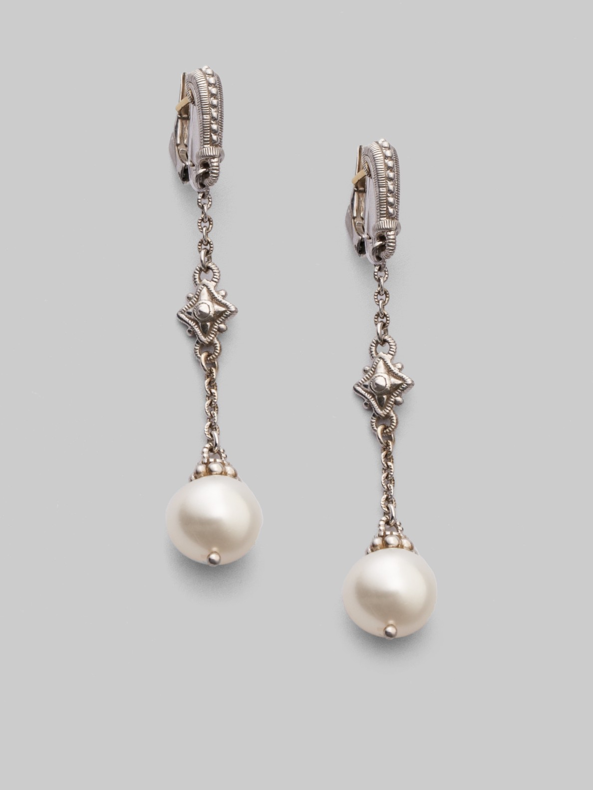 Lyst Judith Ripka Pearl Sterling Silver Drop Earrings In Metallic Gallery