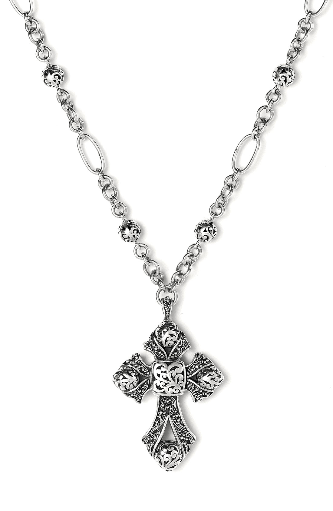 Lois Hill Granulated Cross Necklace in Silver (sterling silver) | Lyst