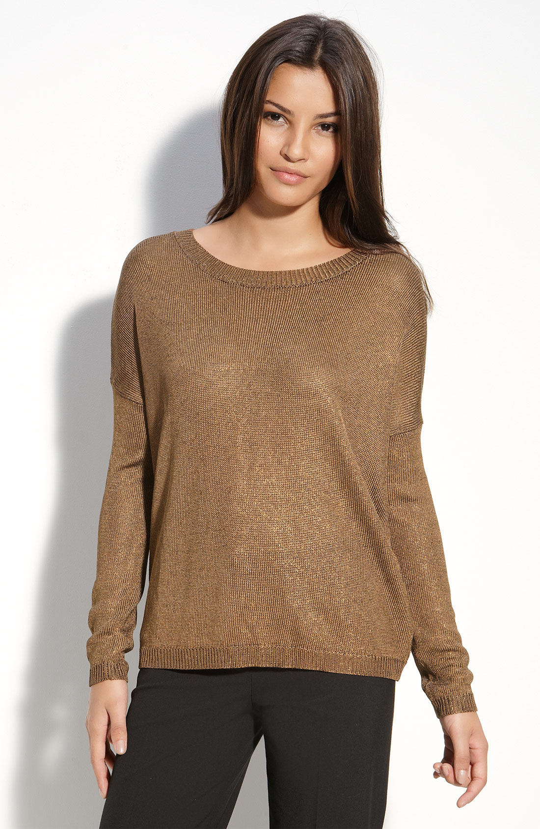 Vince Camuto Long Sleeve Tunic Sweater in Brown (vicuna) | Lyst