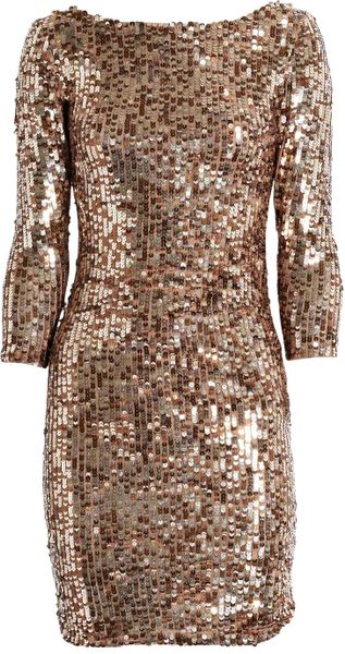 Alice + Olivia Sequined Stretch-mesh Dress in Gold | Lyst