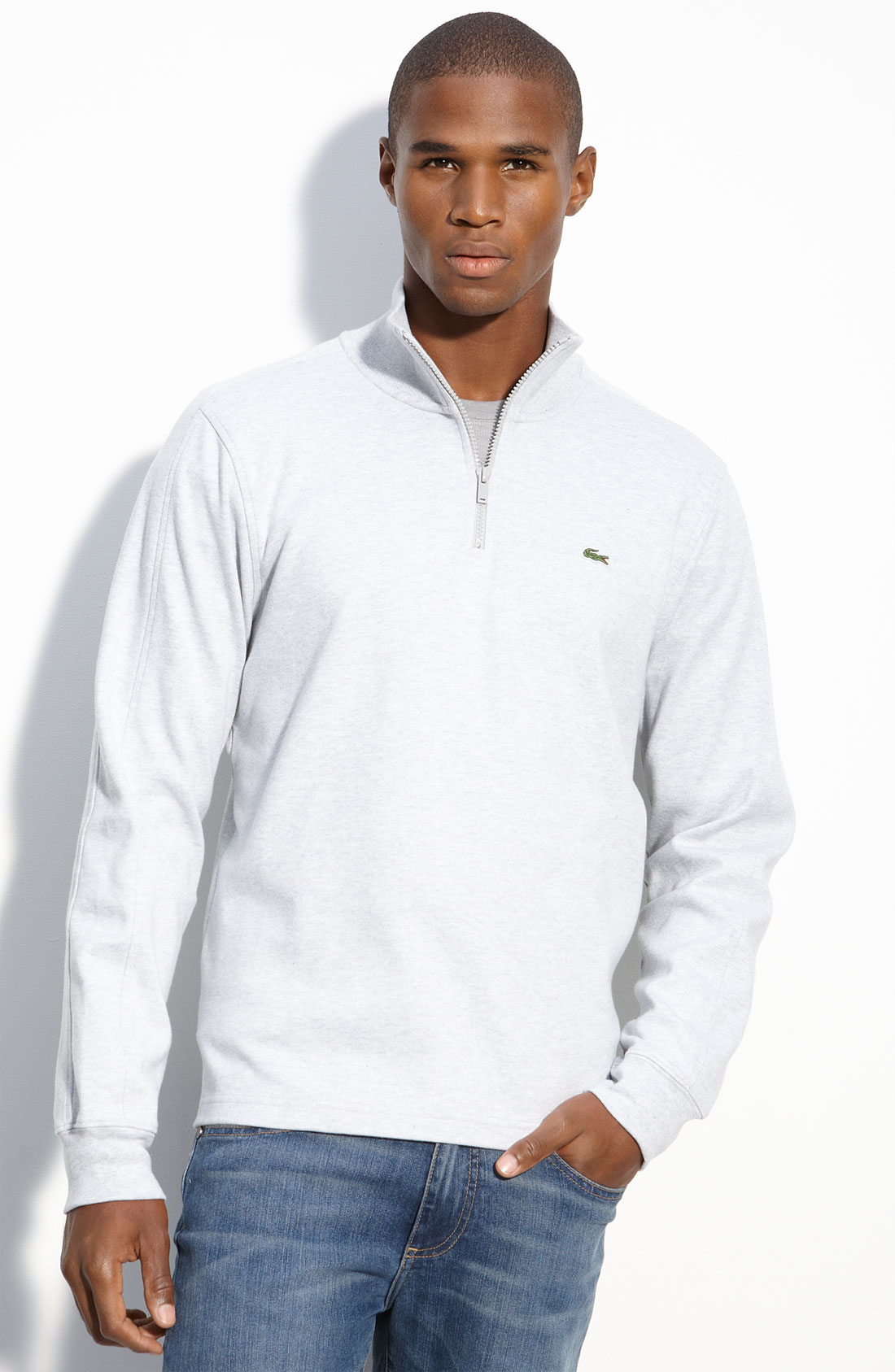Lacoste Half Zip Sweater in White for Men (pladium grey) | Lyst
