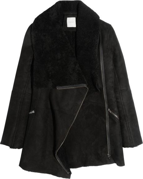 Mason By Michelle Mason Oversized Shearling Coat in Black | Lyst