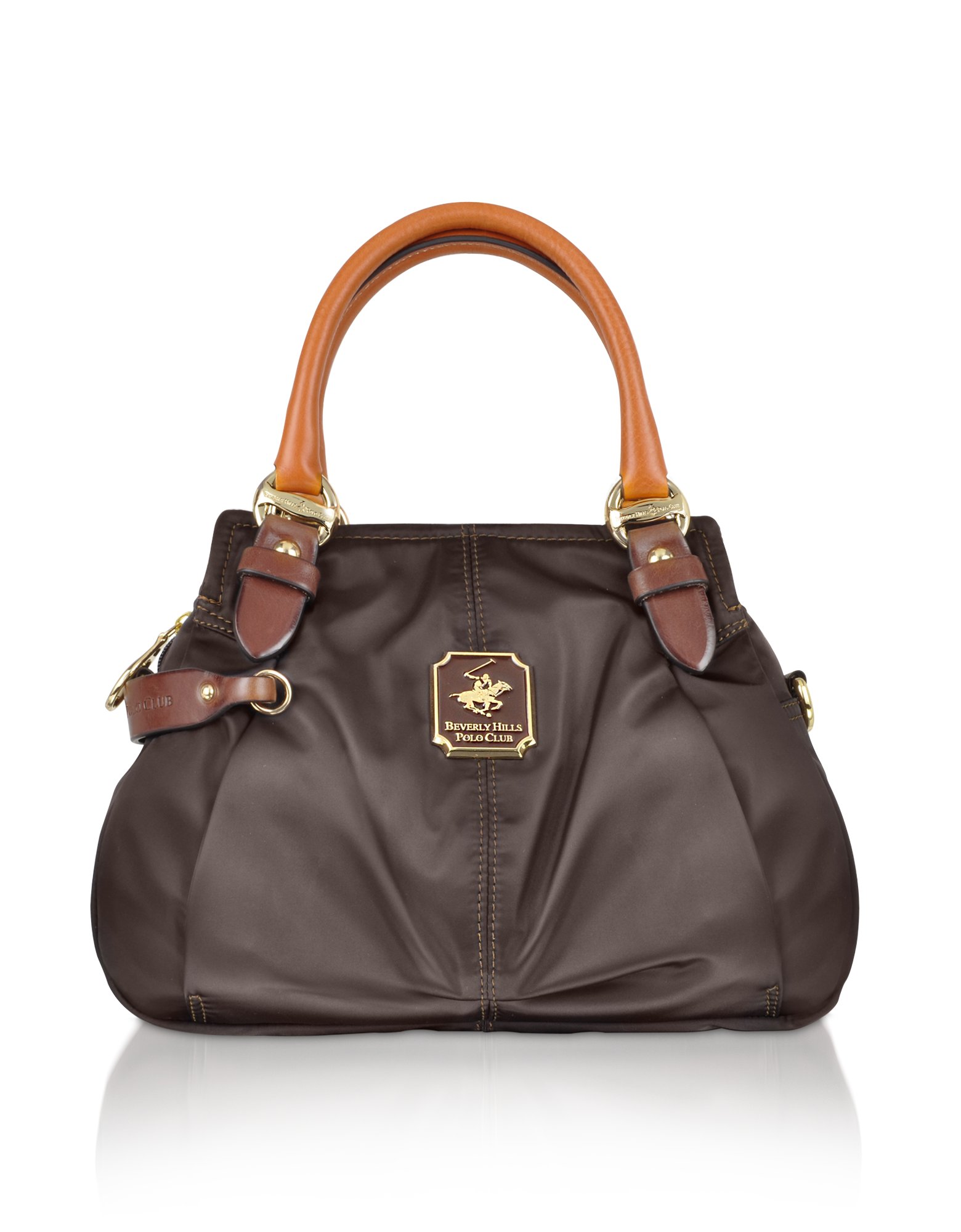 Lyst - Beverly Hills Polo Club Nylon and Leather Mini Satchel Bag in Brown