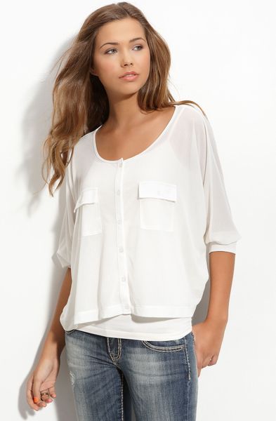 Frenchi® Boxy Blouse (juniors) in White (ivory) | Lyst
