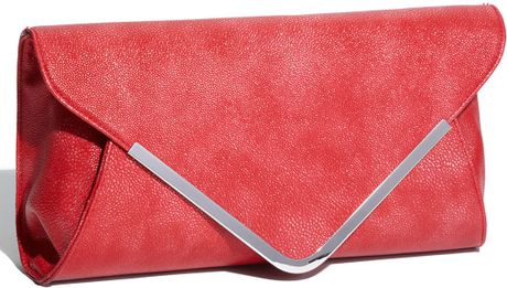 Rampage Juliet Snake Embossed Faux Leather Envelope Clutch in Red | Lyst
