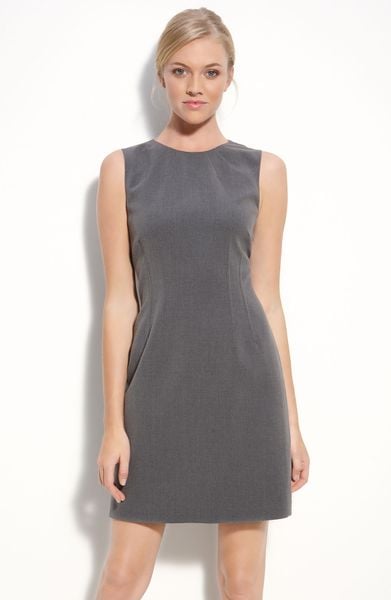 T Tahari Dakota Sheath Dress (Petite) in Gray (grey melange) | Lyst