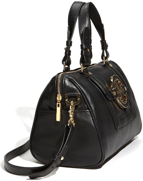 Tory Burch Amanda Dome Satchel in Gray (black) | Lyst