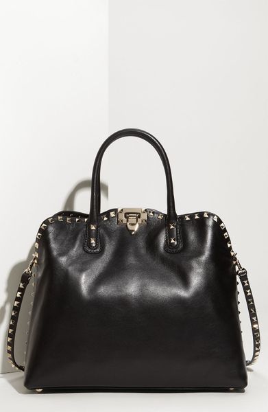 Valentino Rock Stud Leather Handbag in Black | Lyst