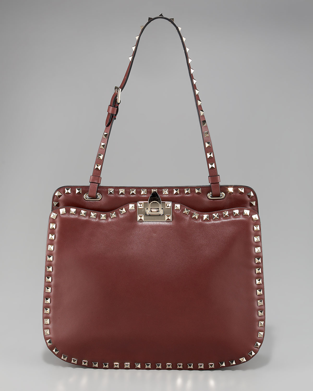 Lyst - Valentino Rockstud Shoulder Bag in Brown
