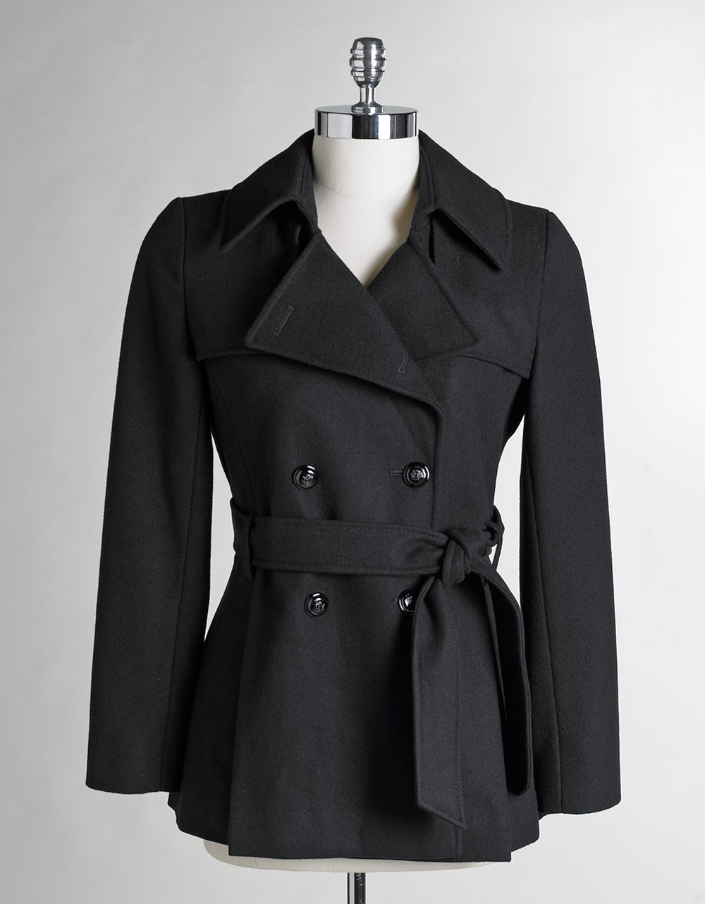Via Spiga Petites Double Breasted Short Trench Coat in Black | Lyst