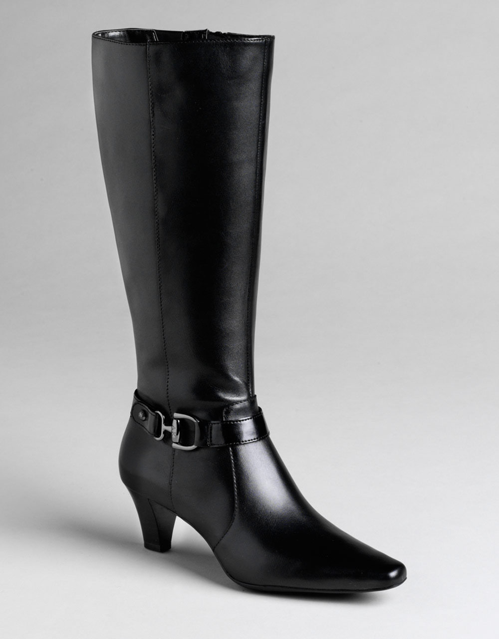 Ak Anne Klein Gauge Buckle Tall Boots in Black (black leather) | Lyst