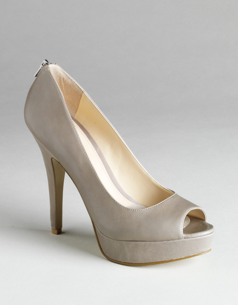 Enzo Angiolini Snippet Exposed Back-zip Peep-toe Pumps in Gray (grey ...