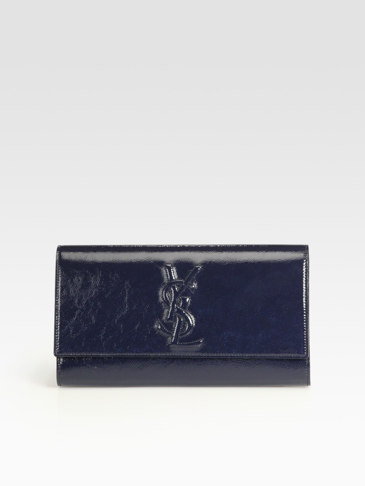 Saint laurent Ysl Large Patent Leather Clutch in Black (navy) | Lyst  