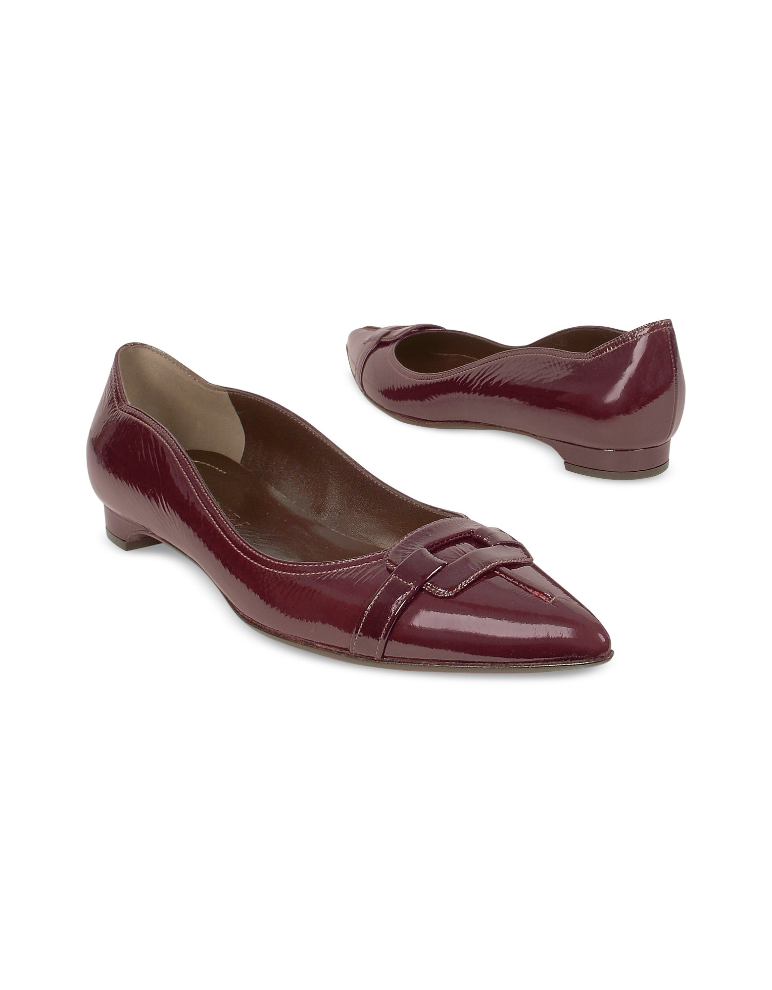 brown leather ballerina flat shoes