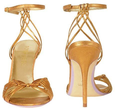 Forzieri Copper Metallic Leather Ankle-strap Sandal Shoes in Gold ...