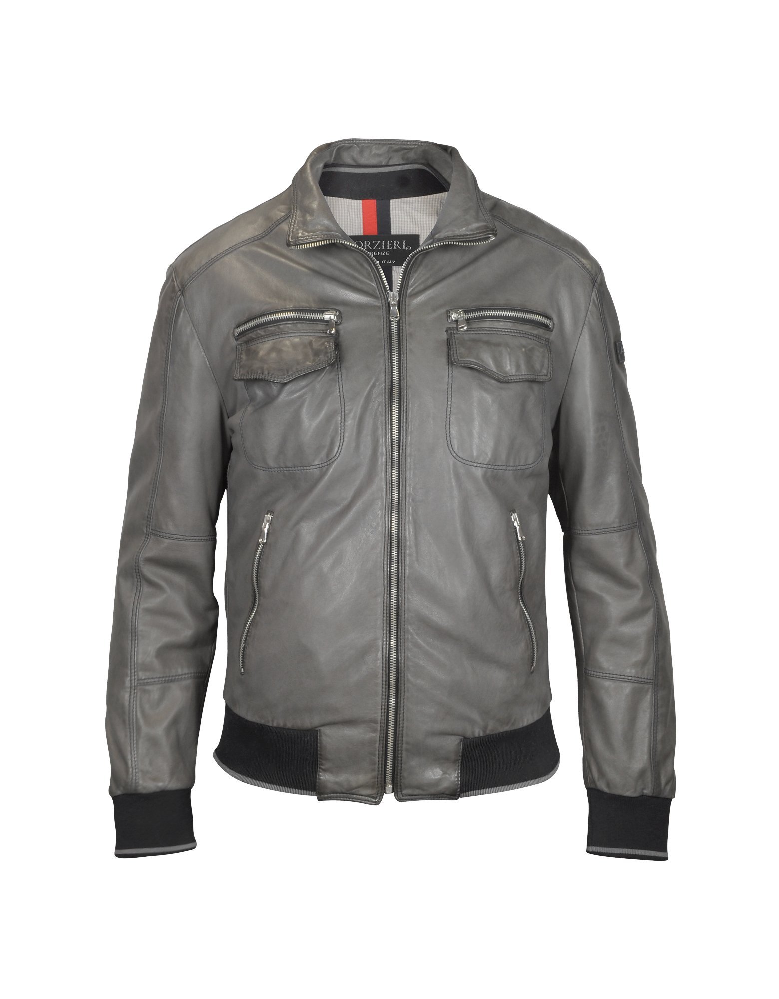 Forzieri Mens Dark Grey Leather Bomber Jacket in Gray for Men (grey) | Lyst