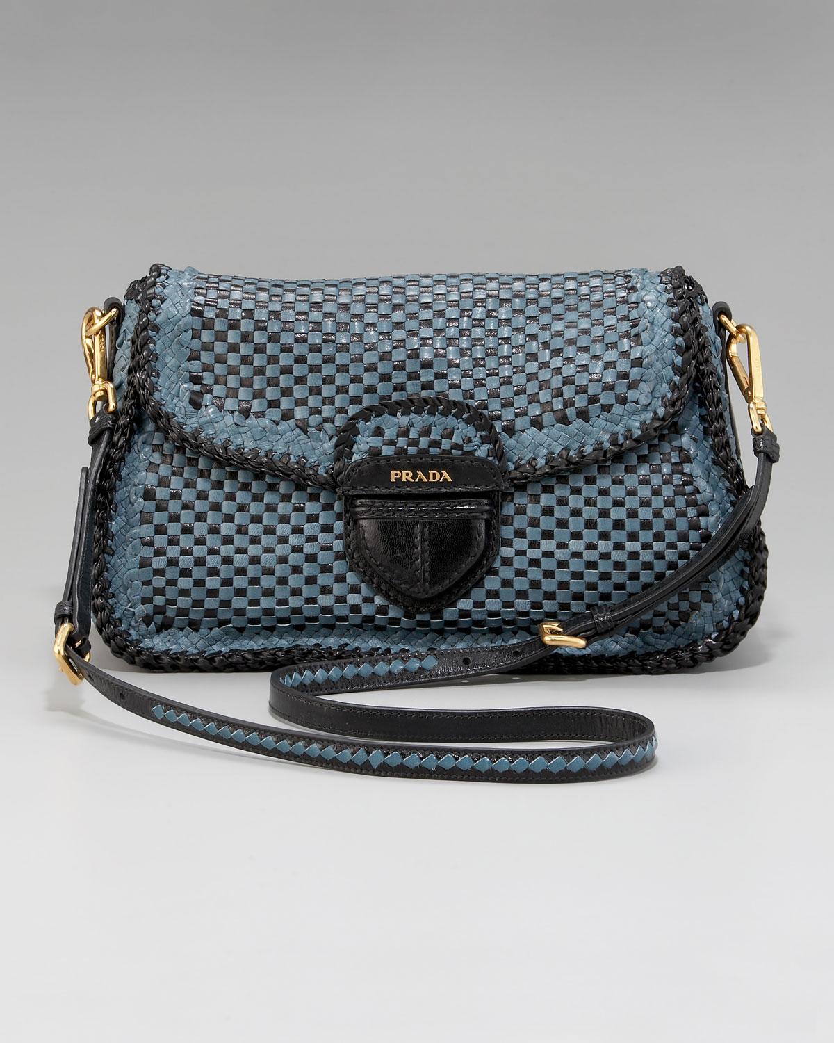 black and red purse - Prada Madras Woven Crossbody Satchel in Brown | Lyst