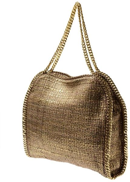Stella Mccartney Metallic Boucle Falabella Bag in Gold | Lyst