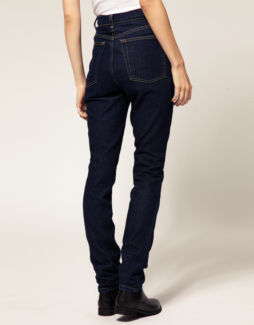 navy blue high waisted jeans