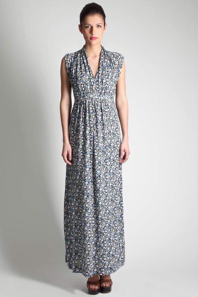 French Connection Meadow Jersey Maxi Dress in Blue (black multi) | Lyst