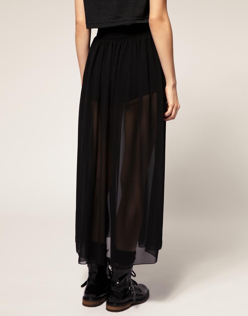 Lyst American Apparel Sheer Maxi Skirt In Black 