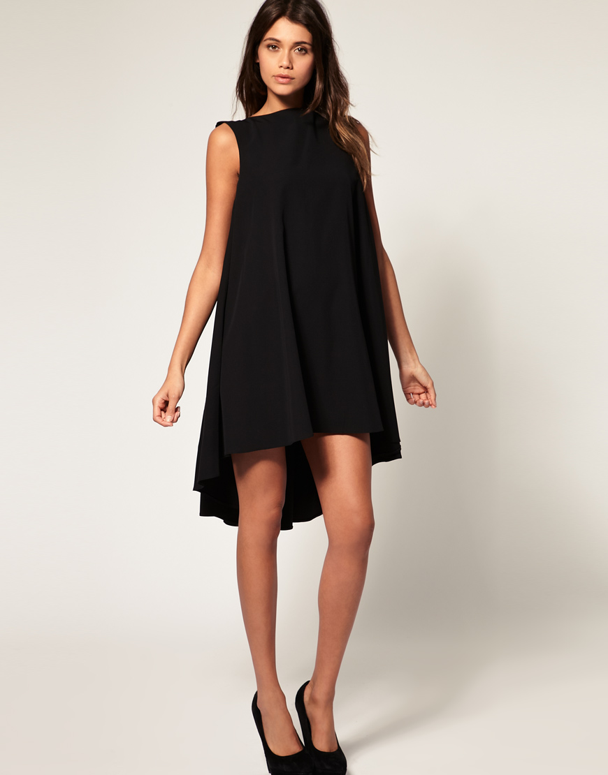 Asos collection Asos Swing Dress with Dipped Hem in Red | Lyst