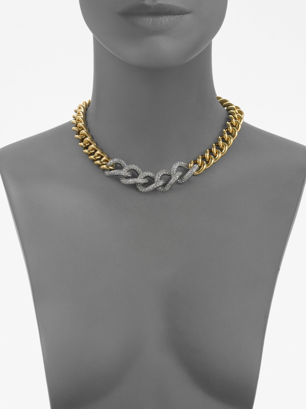 Lyst - Michael Kors Chunky Embellished Two-tone Chain Link Necklace in ...