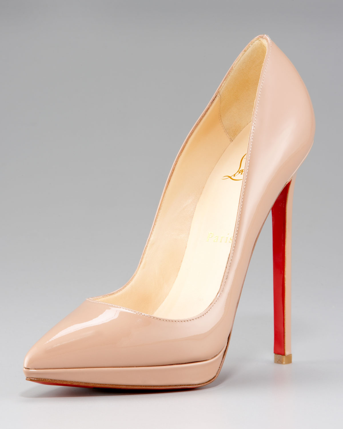 christian louboutin nude patent pumps