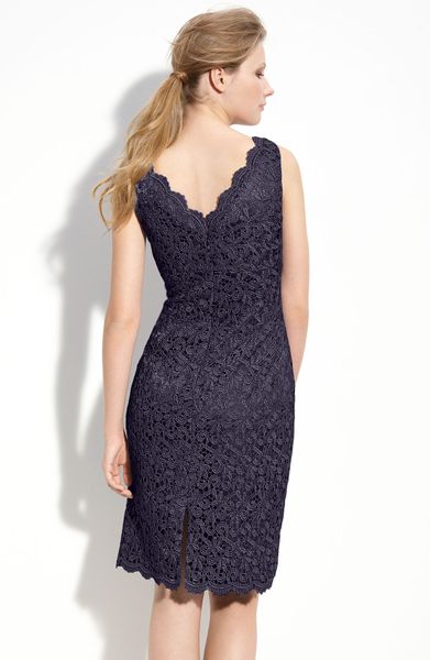 Adrianna Papell Lace Sheath Dress in Blue (navy) | Lyst