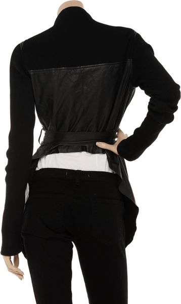 Victoria Beckham Draped Leather Jacket in Black | Lyst