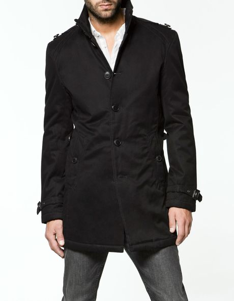 Zara Cotton Raincoat in Black for Men | Lyst