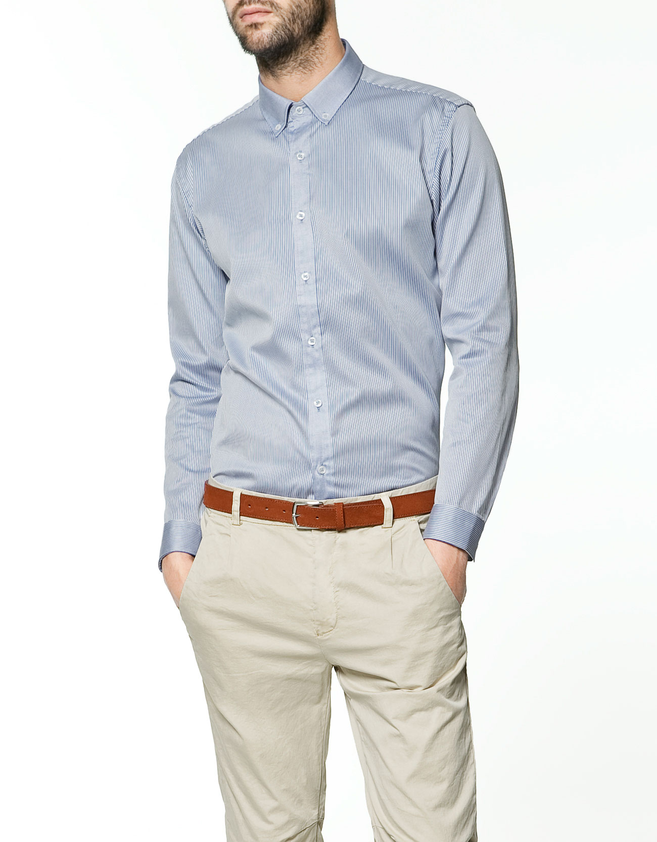 Zara Striped Shirt with Yoke in Blue for Men | Lyst