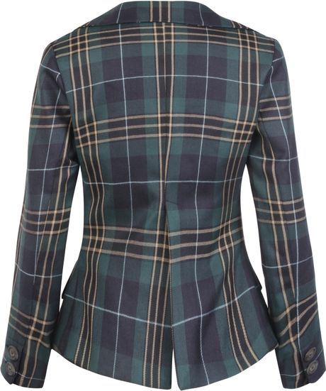 Vivienne Westwood Anglomania Green Jabot Tartan Jacket in Blue (green ...