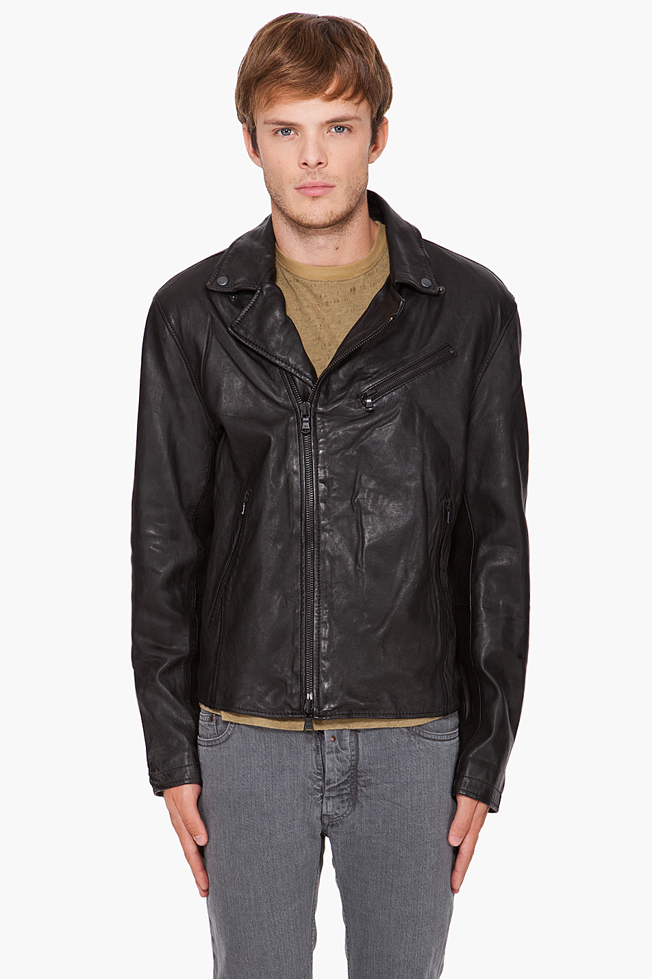 John Varvatos Ramones Leather Biker Jacket in Black for Men | Lyst