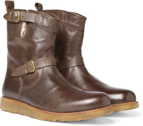 Belstaff Barkmaster Shearling-lined Leather Boots in Brown for Men | Lyst