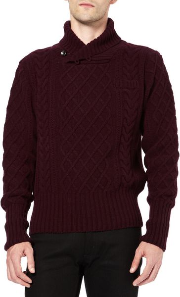 Levi's Shawl Collar Cable Knit Sweater in Purple for Men | Lyst