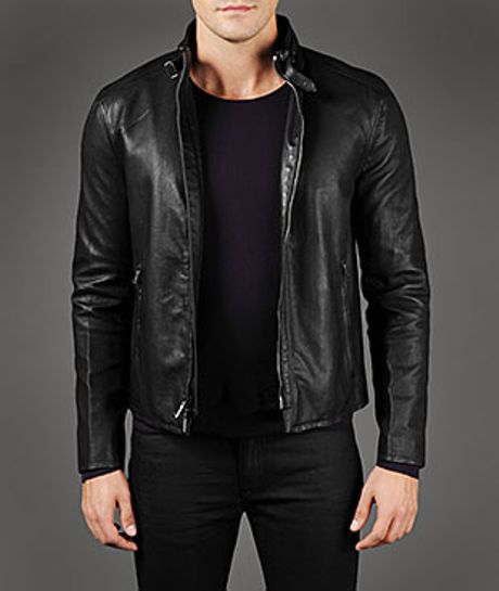 John Varvatos Lambskin Leather Jacket in Black for Men | Lyst