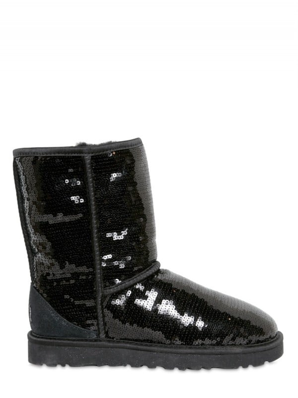 Ugg Classic Sparkles - Black Sequin Covered Sheepskin Boot in Black | Lyst