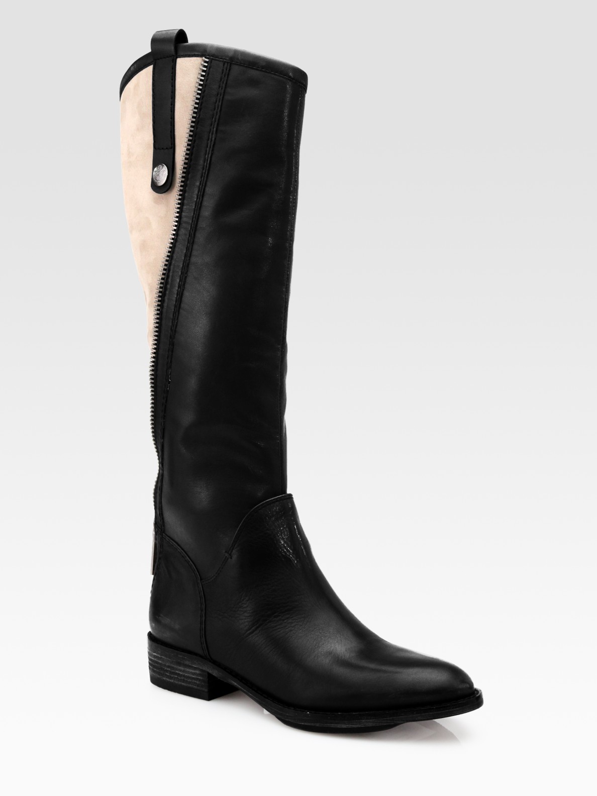 Sam Edelman Patrice Leather and Suede Knee-high Boots in Black | Lyst