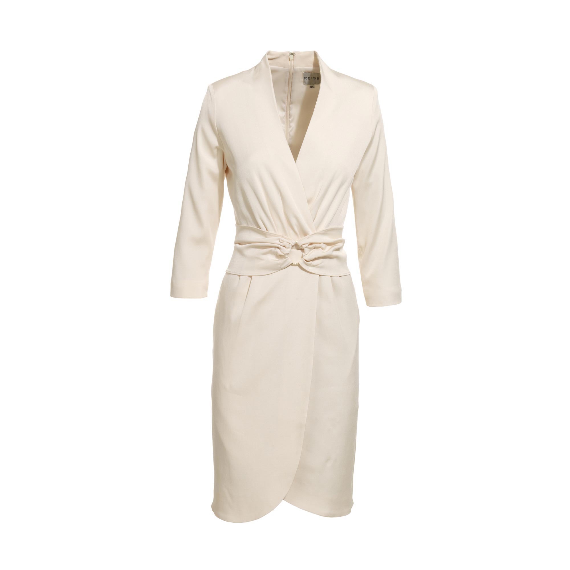 Reiss Wrap Front Trim Dress in Beige (cream) | Lyst