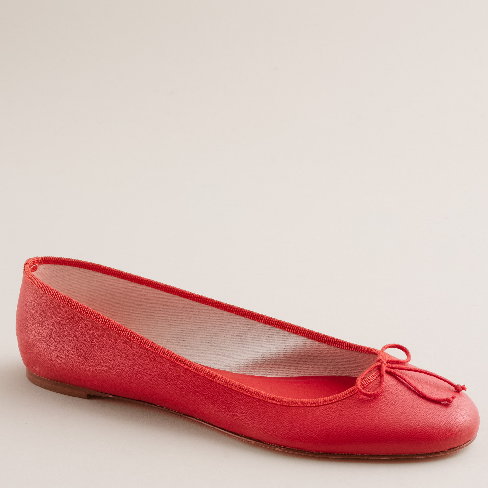 J.crew Classic Leather Ballet Flats in Red | Lyst