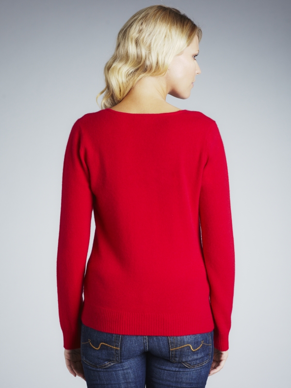 John lewis Women Cashmere V Neck Jumper Red in Red | Lyst