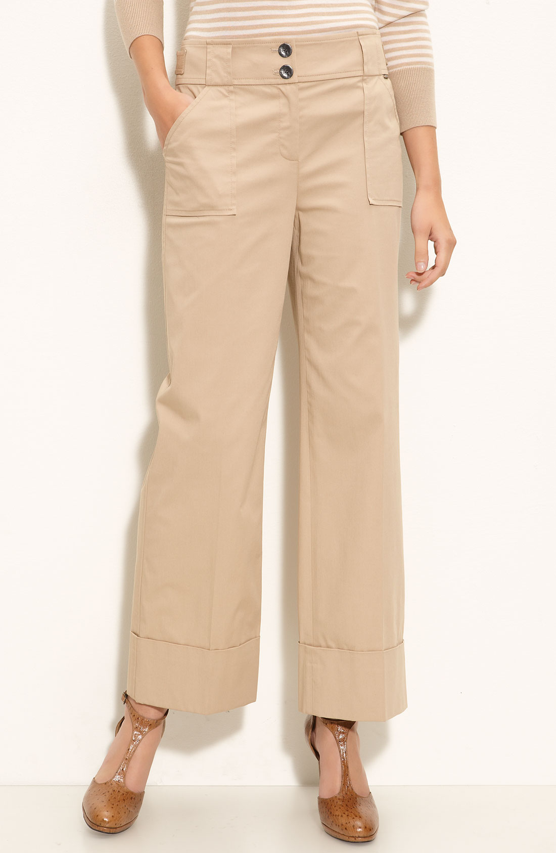 St. John Yellow Label Straight Leg Stretch Chino Pants in Beige (fawn ...