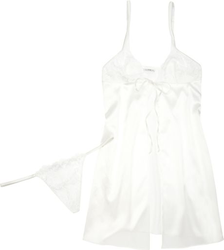 La Perla Silk-blend Camisole and Thong Set in White | Lyst