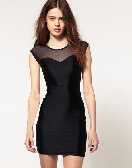 American Apparel Mesh Top Mini Dress in Black | Lyst