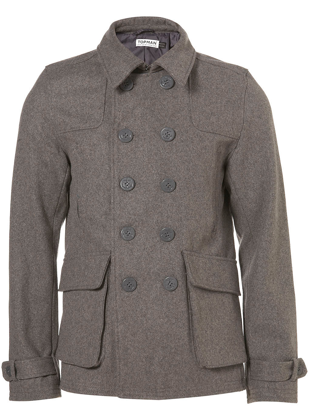 Topman Light Grey Wool Peacoat Jacket in Gray for Men (grey) | Lyst