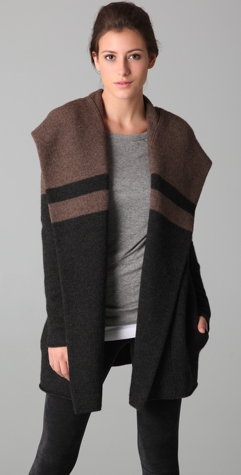 Vince Blanket Sweater Coat in Black | Lyst